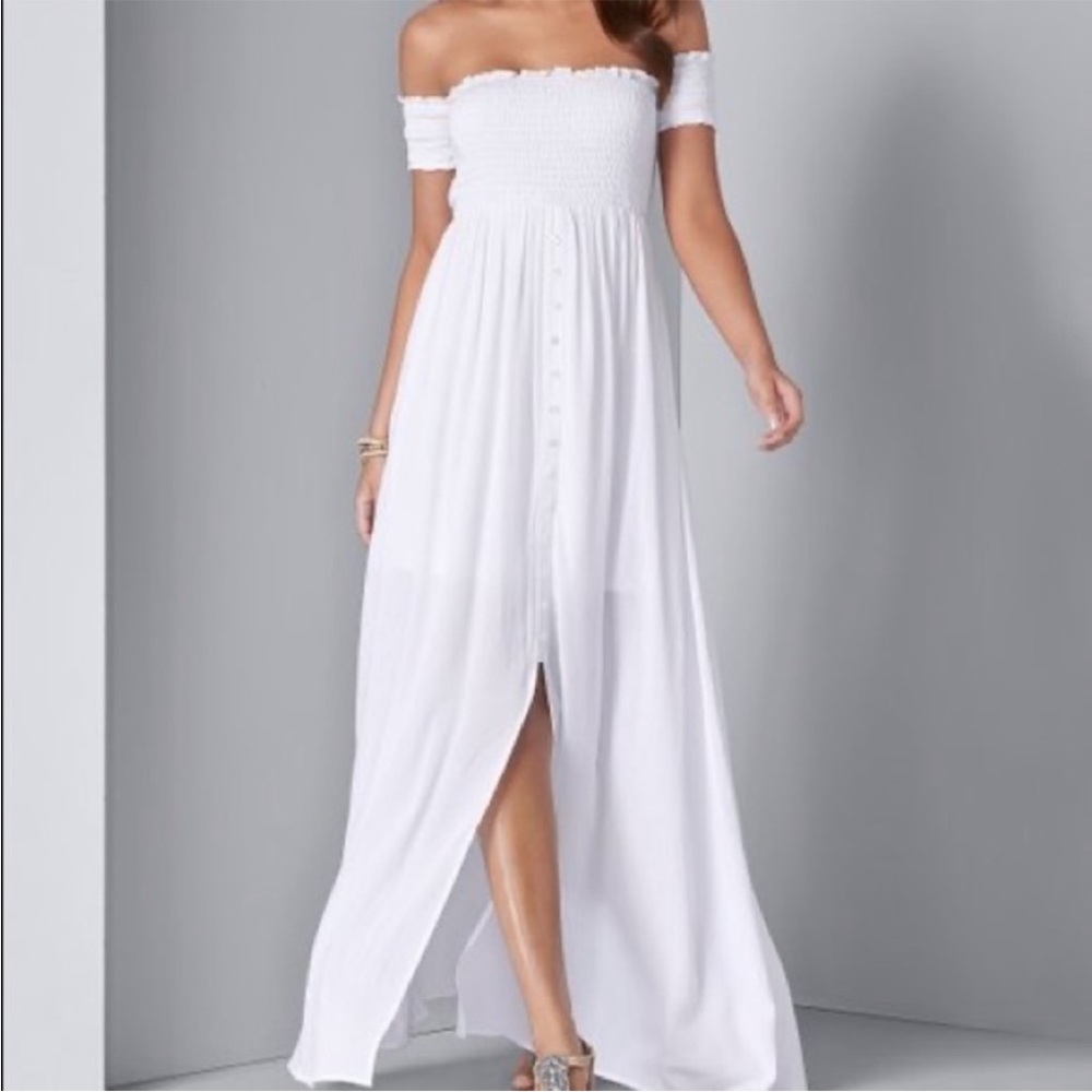 Venus White Smocked Dress